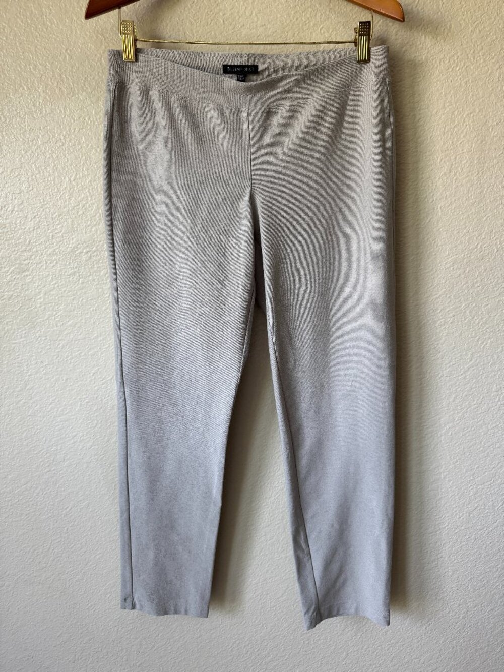 Eileen Fisher Sm Washable Crepe Stretch Pant Ankle Comfort Light Gray Minimal